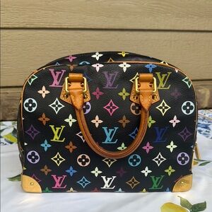 Louis Vuitton Black and Brown Satchel with Iconic Monogram
